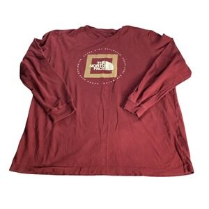 The North Face Long Sleeve T-Shirt Mens XXL Maroon Graphic Logo Outdoor Gorpcore